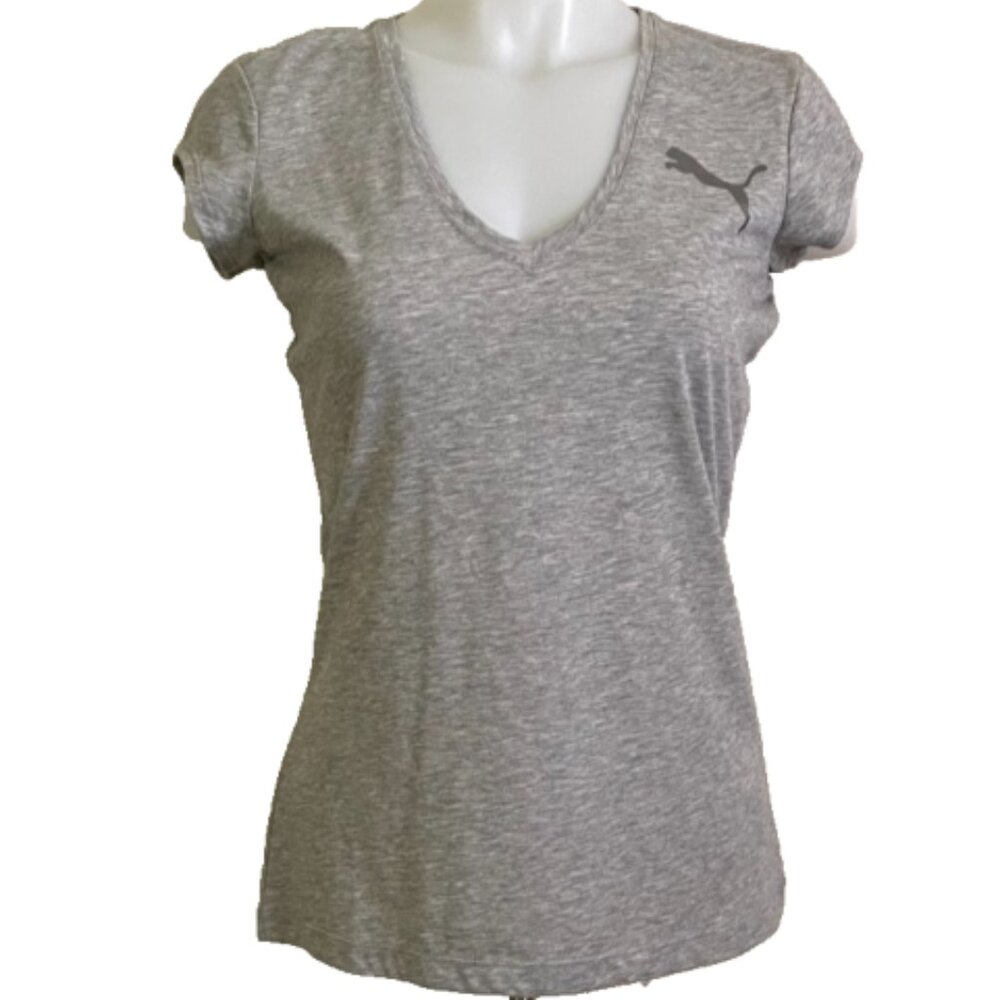 Puma Ladies Gray V Neck T Shirt NWT sz S